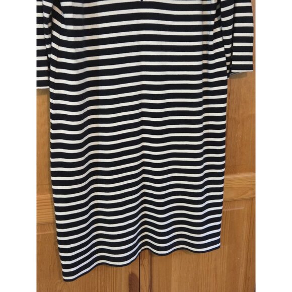 Talbots Dress Size Large Blue Striped Embroidered Coastal Preppy Resort V-Neck‎ - Picture 5 of 11